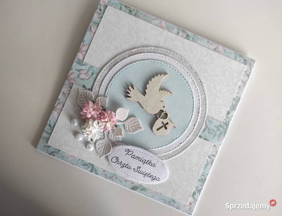 Kartka ręcznie robiona na Chrzest Święty z łódzkie Łódź