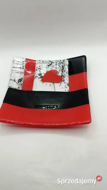 Talerz szklany do serwowania szkło artystyczne lubelskie Zamość