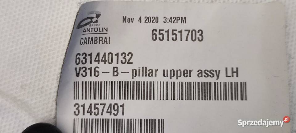 VOLVO XC40 OSŁONA SŁUPKA LEWA 31457491