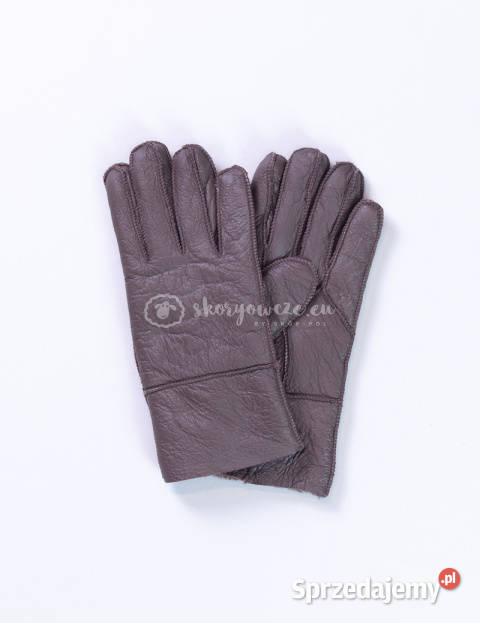 Brązowe klasyczne skórzane rękawiczki męskie ze Moda i Styl Szaflary