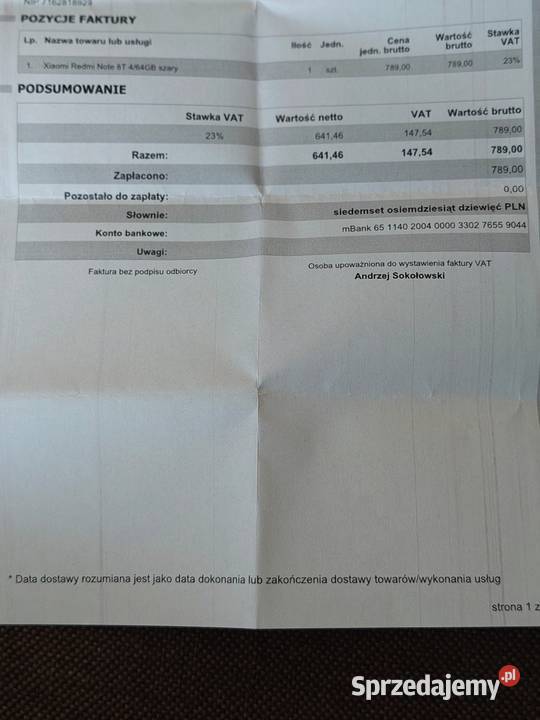 Xiaomi Redmi Note 8T 464GB Czarny nowy komplet Katowice