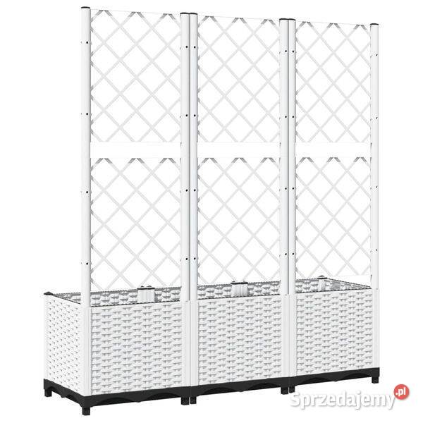 vidaXL Donica ogrodowa z kratką biała 120x40x136 Warszawa