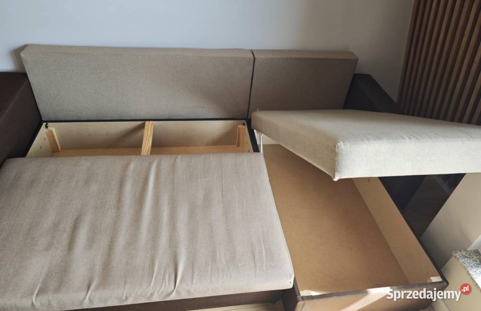 Narożnik modułowy 2 pufy pojemniki na pościel Poznań