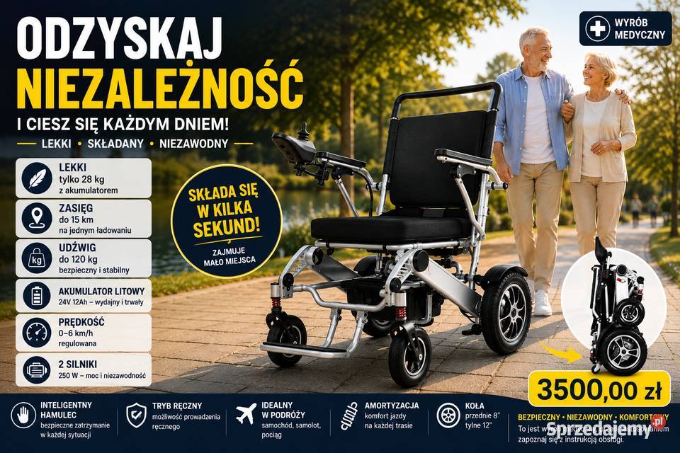 Elektryczny wózek lekki i składany Możliwość Wołomin sprzedam