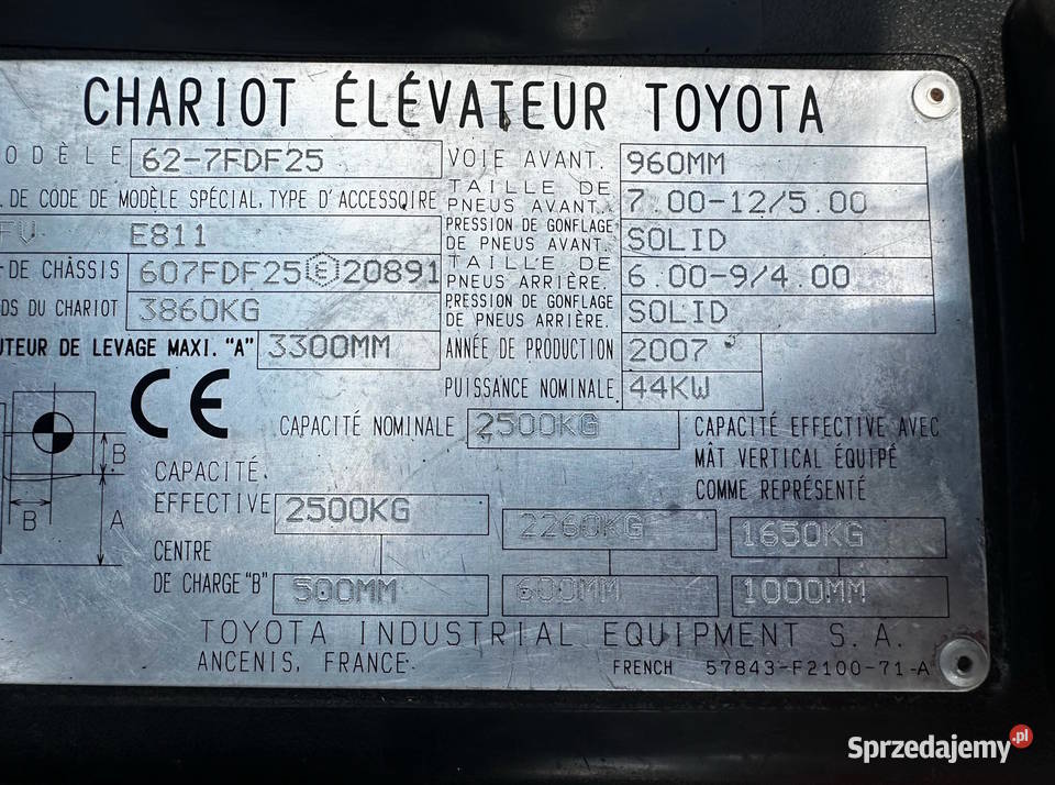 wózek widłowy LPG TOYOTA 627FDF25 diesel GOLD łódzkie Działoszyn
