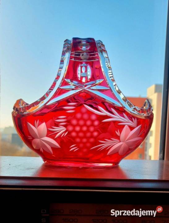 Piękny koszyk kryształowy PRL Porcelana i szkło