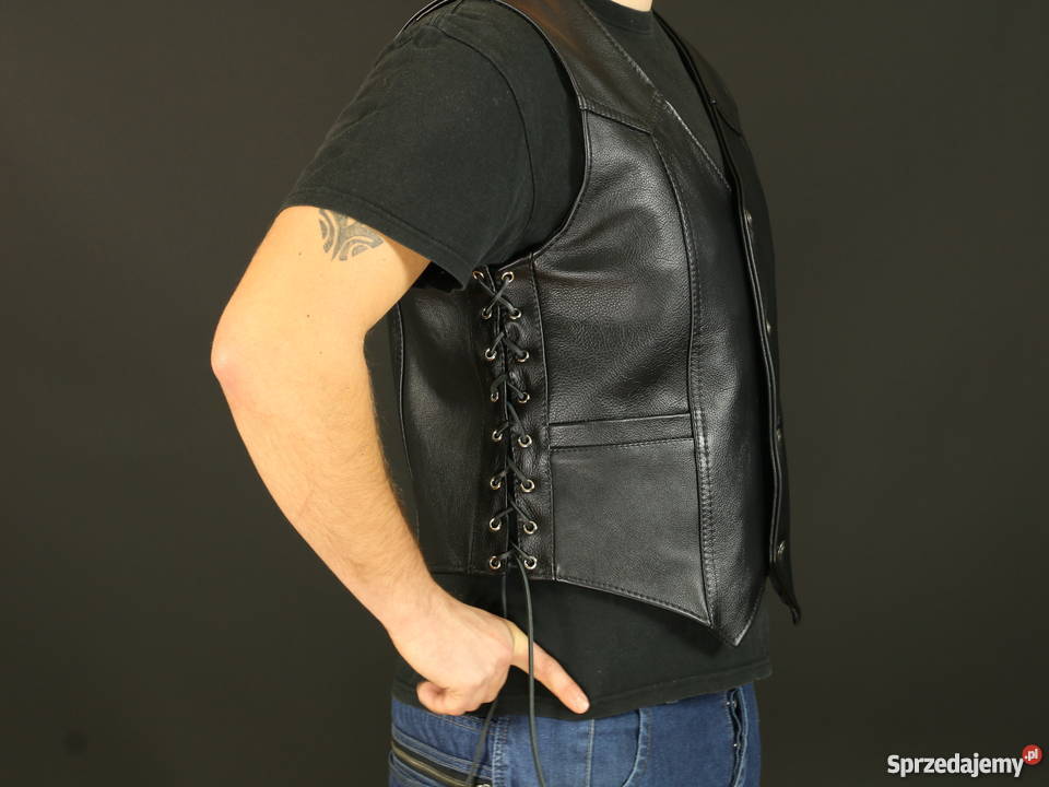 CZARNA KAMIZELKA SKÓRZANA ROZMIAR XXXL 3XL Rozmiar 3XL Moda i Styl