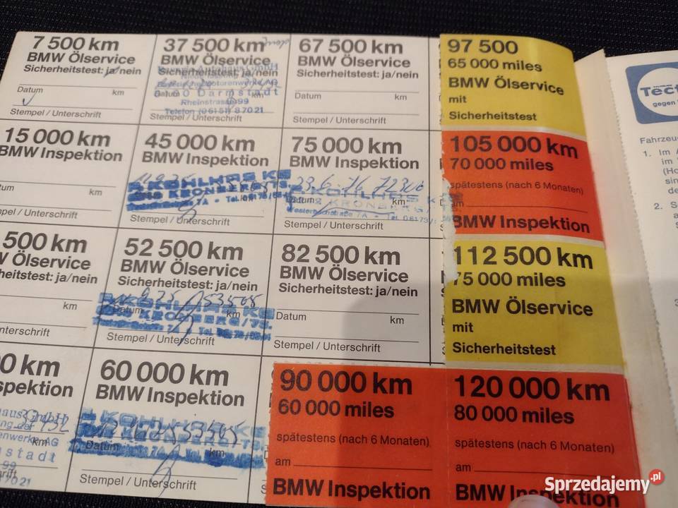 BMW 520 E12 1974 Książka Gwarancyjna Serwisowa Łódź