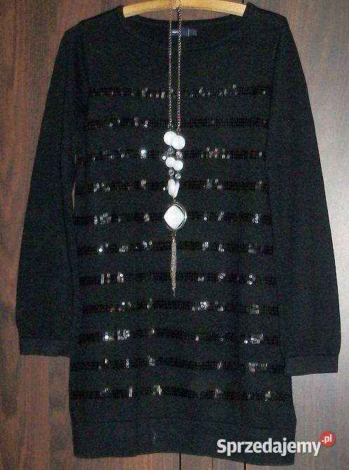 Sweter tunika w kolorze czarnym z bawełny r 3840 Wieleń