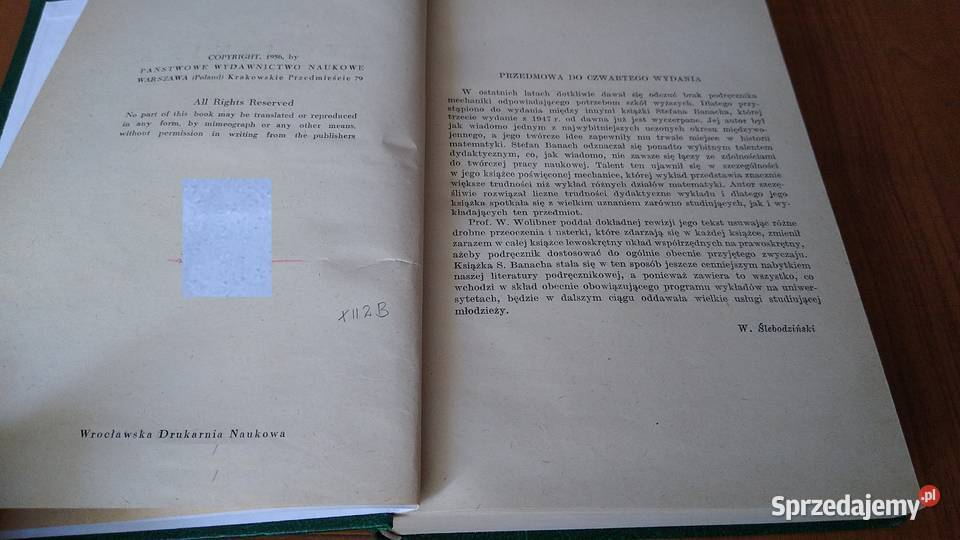 Mechanika Biblioteka Matematyczna Tom 13 Stefan Rok wydania 1956 pomorskie Gdańsk