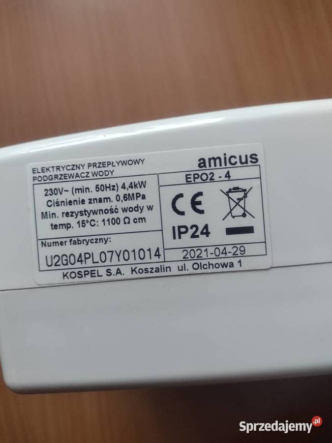 Elektryczny przepływowy podgrzewacz wody Kospel Chojnice