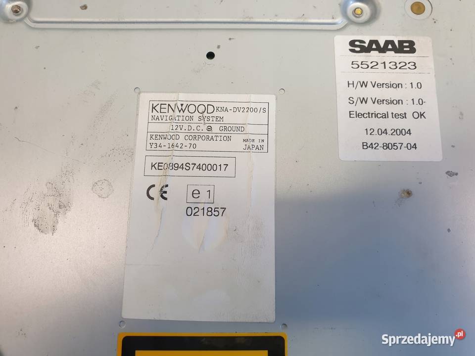 Saab 95 95 lift ODTWARZACZ DVD Kenwood 5521323 osobowe Sprzęt audio fabryczny Rudka