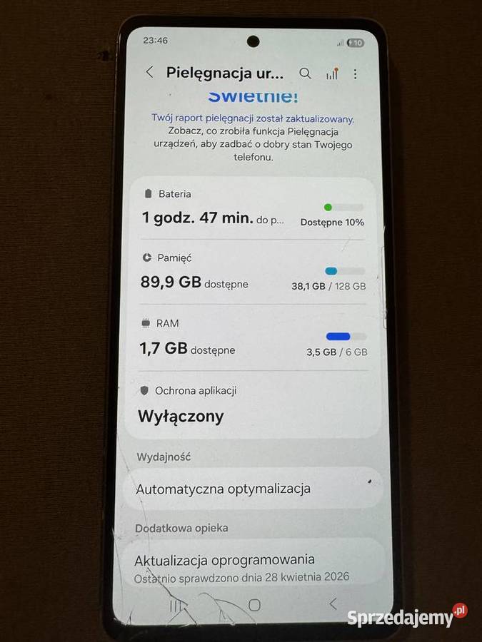 Samsung A53 5G 128GB Pęknięty lewy dolny róg Samsung Elektronika śląskie sprzedam