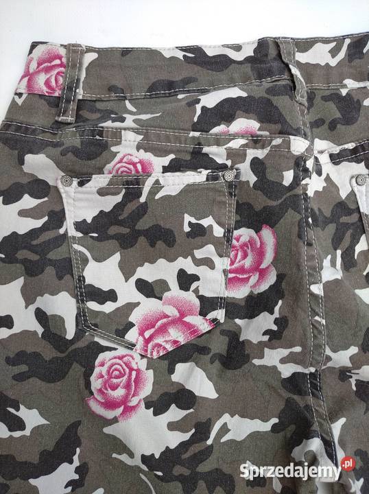 Spodnie damskie moro z różami 42 XL S Gniezno