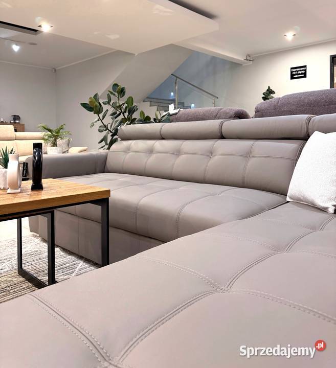 Narożnik Atlanta w skórze naturalnej z funkcją Olesno