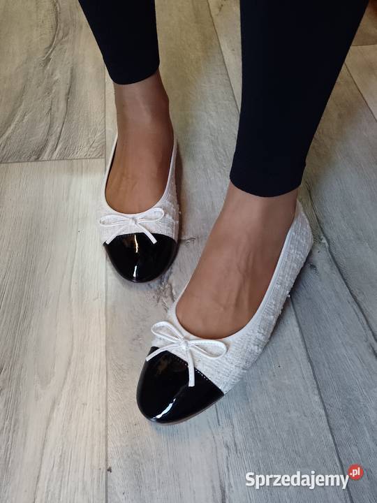 41 Ekskluzywne biało czarne baleriny wieczorowe sprzedam