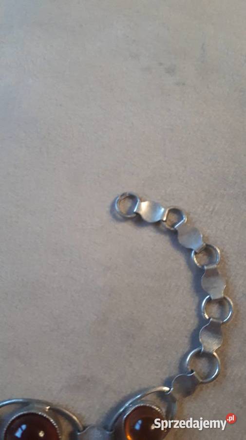 bransoletka srebrna z bursztynami srebro sprzedam