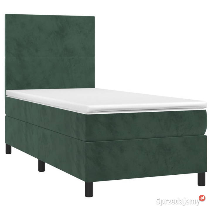 Łóżko kontynentalne z materacem i LED zielony 128cm
