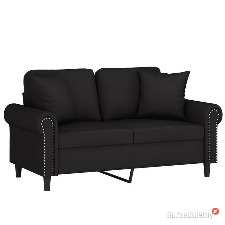 2osobowa sofa z poduszkami czarna 120 aksamit mazowieckie Warszawa
