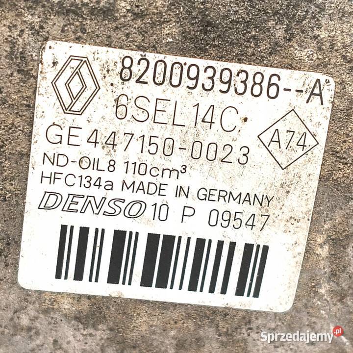 Sprężarka klimatyzacji Renault Megane III Scenic Układ elektryczny silnika Chełm sprzedam
