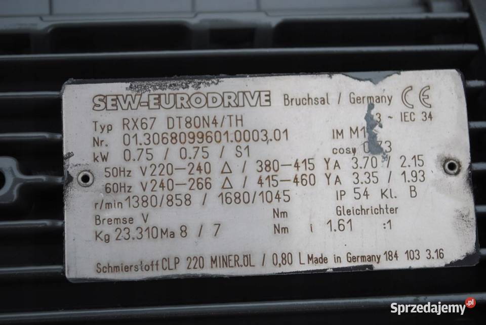 Motoreduktor 075kw 858obrmin Firmy SEW Biznes i Przemysł Kargowa