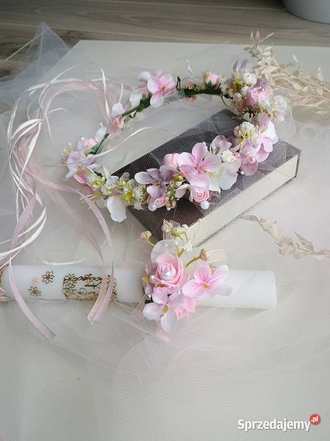 Wianek komunijny jasny róż Pozostałe Poznań