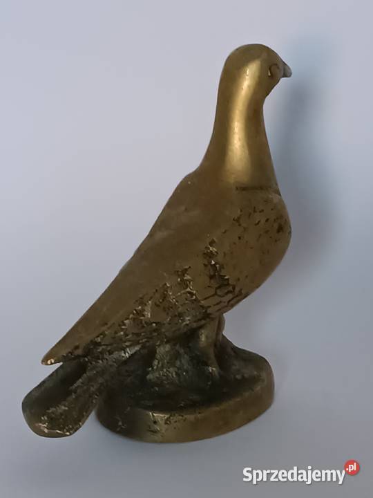 Mosiężna figurka gołębia dekoracyjna ozdoba Antyki, Sztuka, Kolekcje podkarpackie