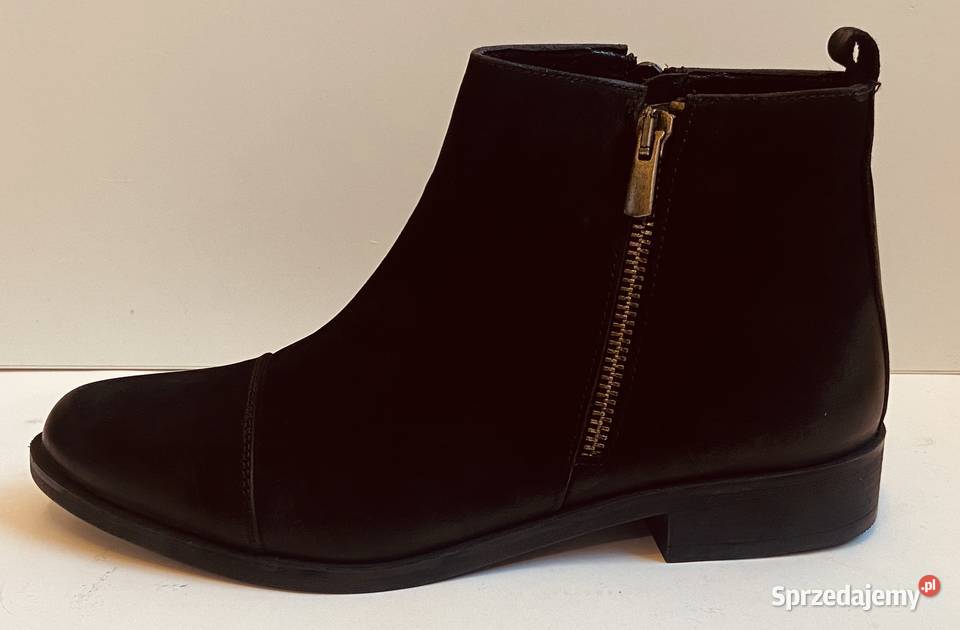 Czarne skórzane nubukowe ocieplane botki rozmiar inna Żyrardów sprzedam
