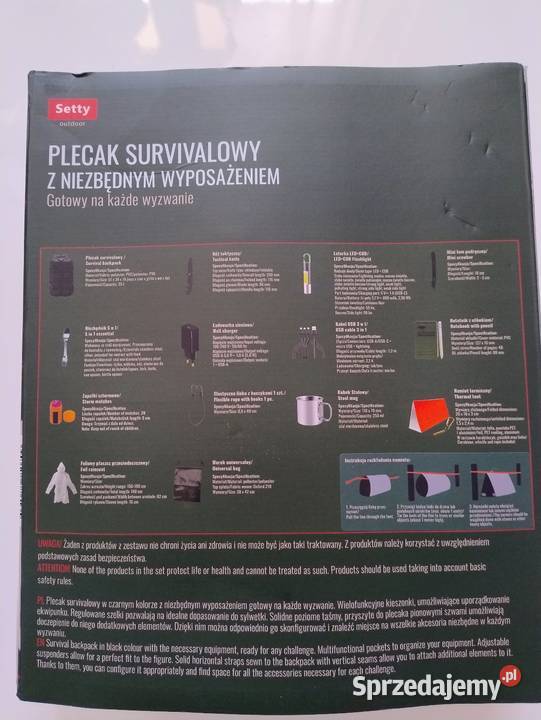 Plecak survivalowy z wyposażeniem