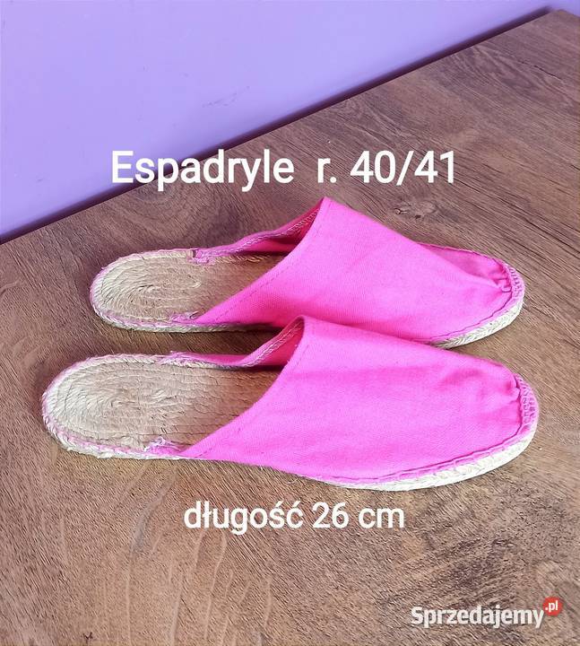 Espadryle wsuwane długość 26 rozmiar 4041 różowe Sandały i klapki małopolskie Jasień