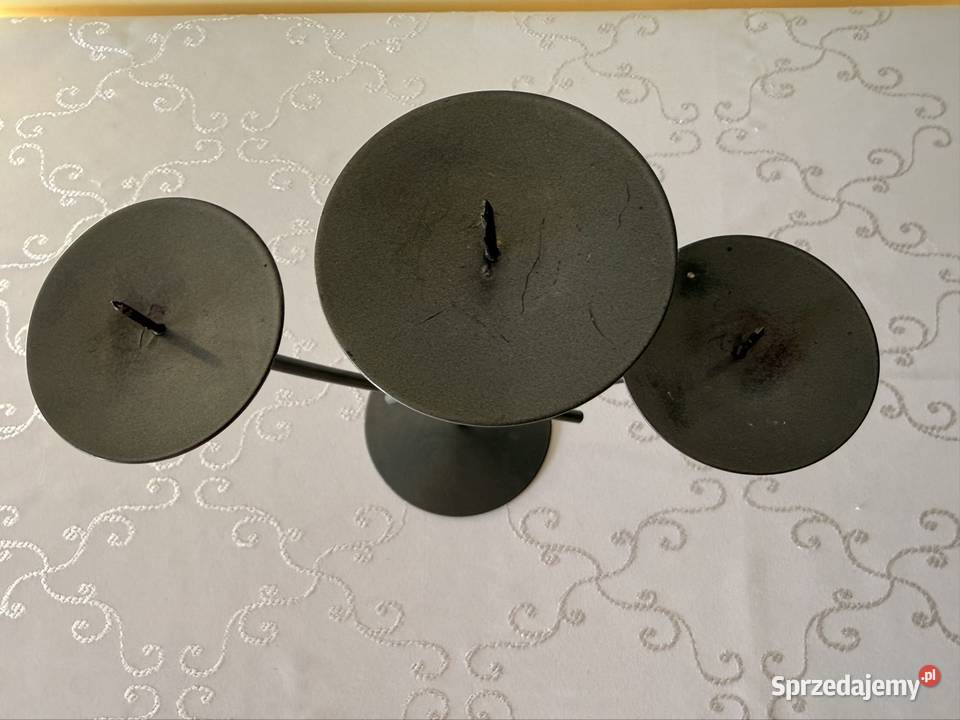 Metalowy świecznik na 3 świece Vintage elegancki Dekoracje i ozdoby Czerwionka-Leszczyny