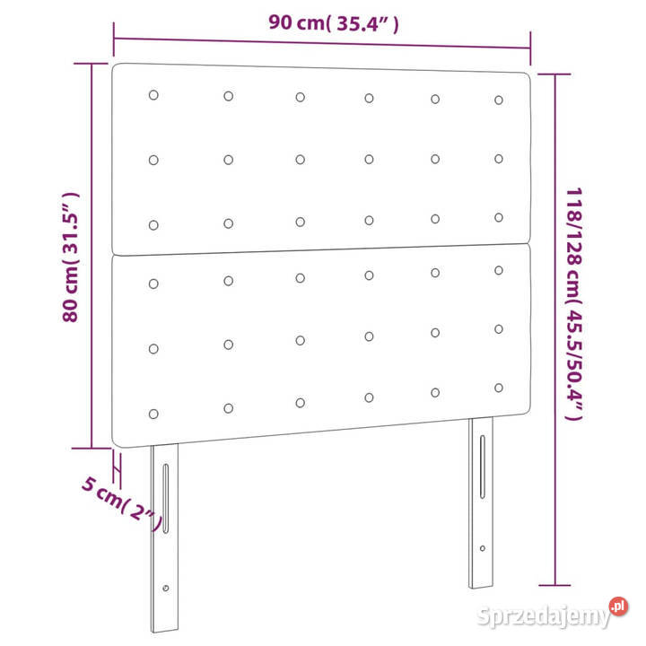 Zagłówek do łóżka z LED jasnoszary 90x5x118128 Warszawa