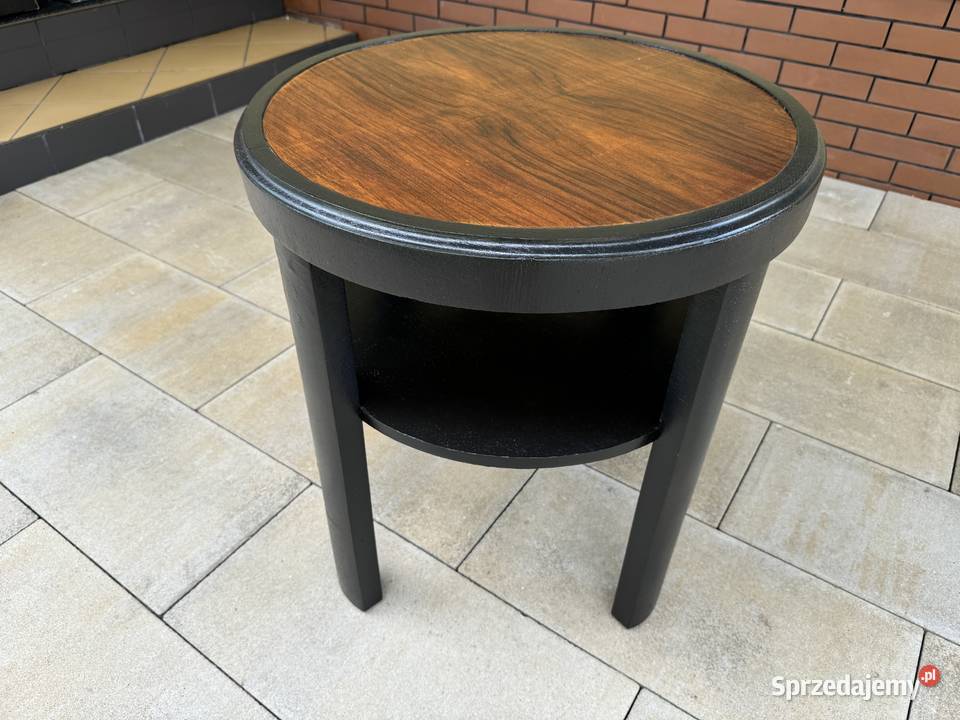 Stolik okrągły stylowy z półeczką kawowy Sulbiny