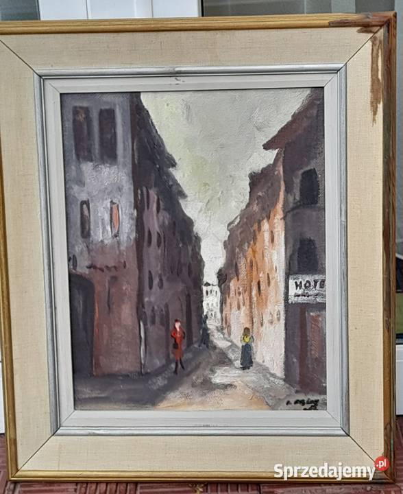 Uliczka AVIGNON obraz olejny deska sygnowany