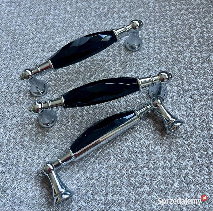 Uchwyt meblowy glamour kryształowy czarny z Warszawa