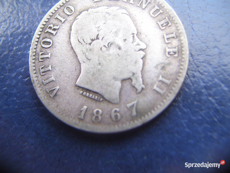 Stare monety 1 lir 1867 Włochy srebro Lesko