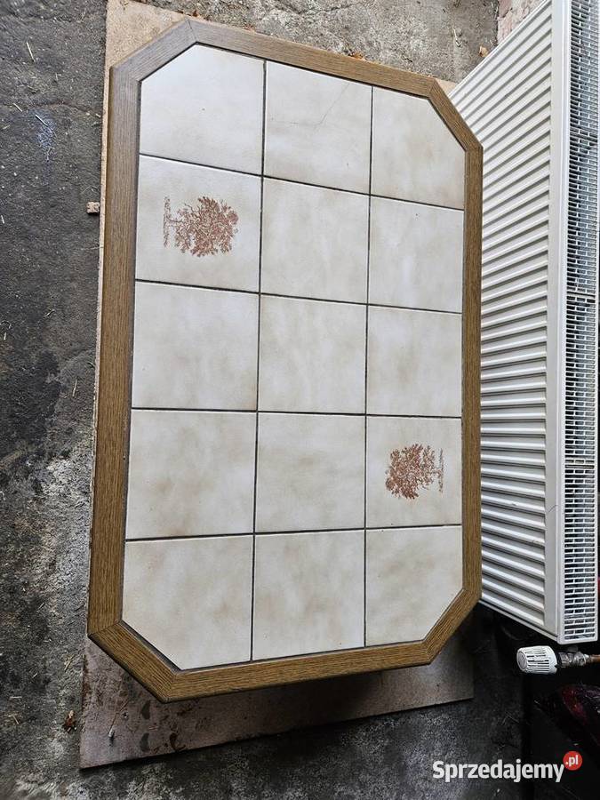 stół stolik kawowy blat z płytek PRL 111x70 opolskie Nowe Budkowice