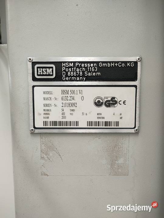 Belownica Prasa Hydrauliczna HSM 5001 Nacisk 54 Mierzyn