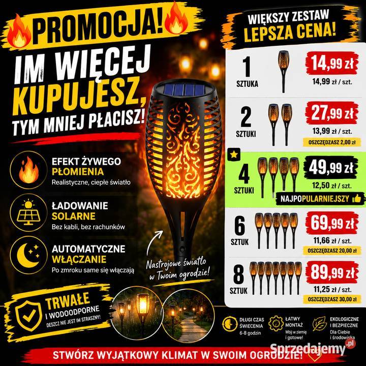 Lampa Solarna LED Ogrodowa Efekt Żywego sprzedam