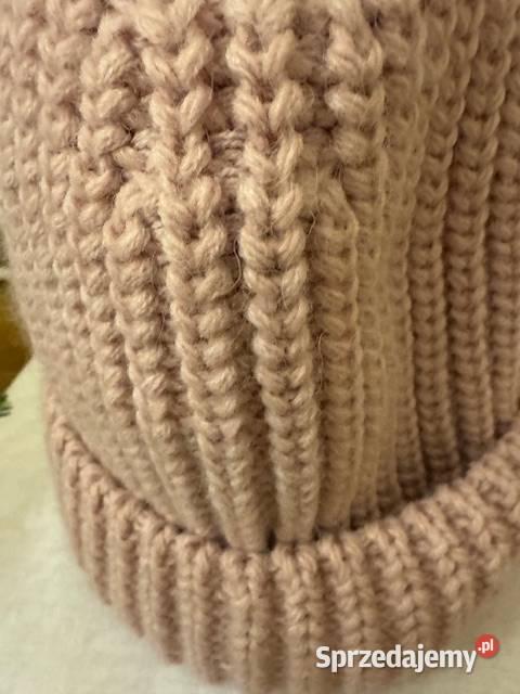 Czapka różowa damska z akrylu dzianina beani Nakrycia głowy Częstochowa