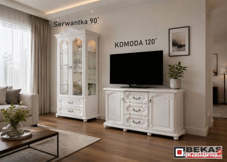Komoda 120 Stylowa Biała Dębowa Śliczna Komody Włocławek