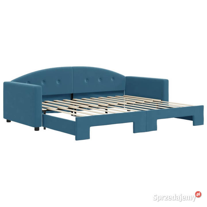 Sofa rozsuwana niebieska aksamit 90x200 mazowieckie Warszawa
