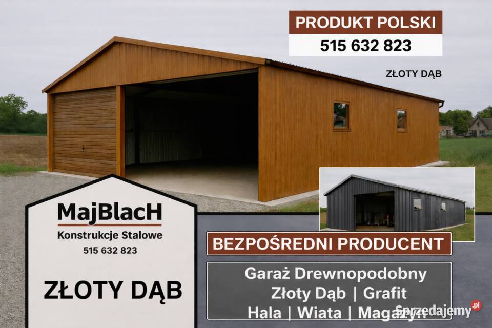 Garaż Blaszany Dwuspadowy Złoty Dąb Wiata Puck