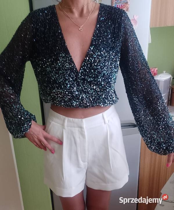 38M Handmade Bogato zdobiona cekinami bluzka Kraków