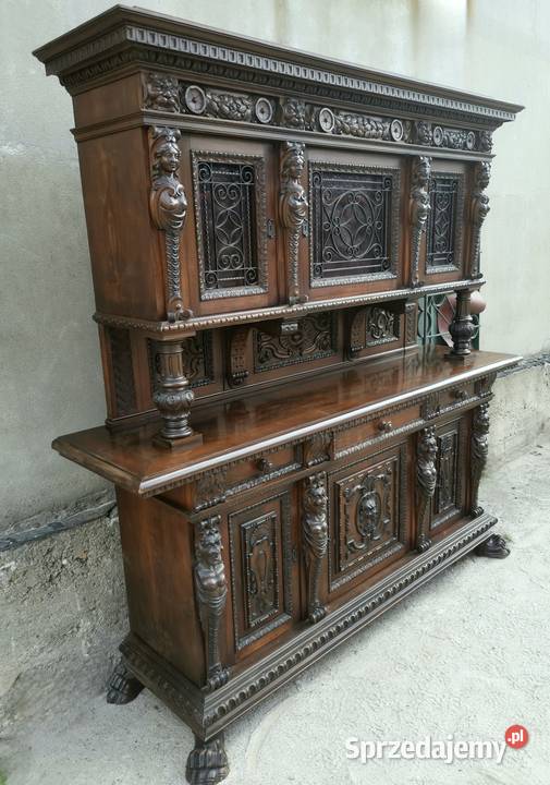 Kunsztowny kredens neorenesans włoski antyk dolnośląskie