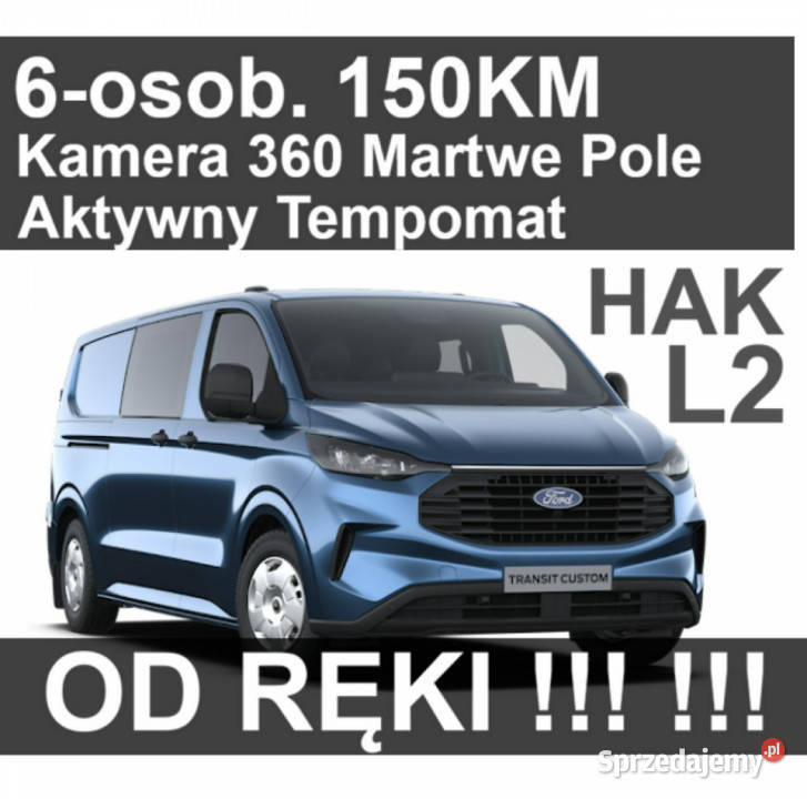 Ford Transit Custom 6osob Trend 150 L2 Kamera nieuszkodzony Motoryzacja
