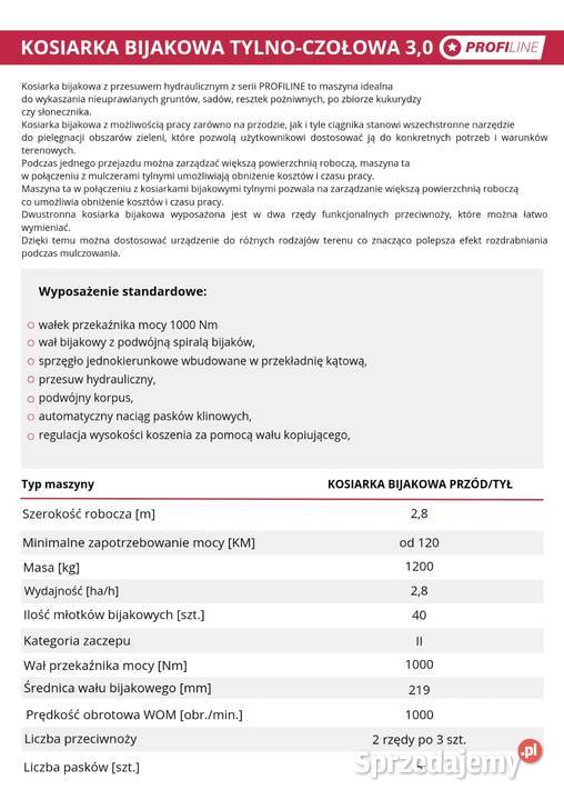 PromocjaKosiarka bijakowa TylnoCzołowa nieuszkodzony Rawicz