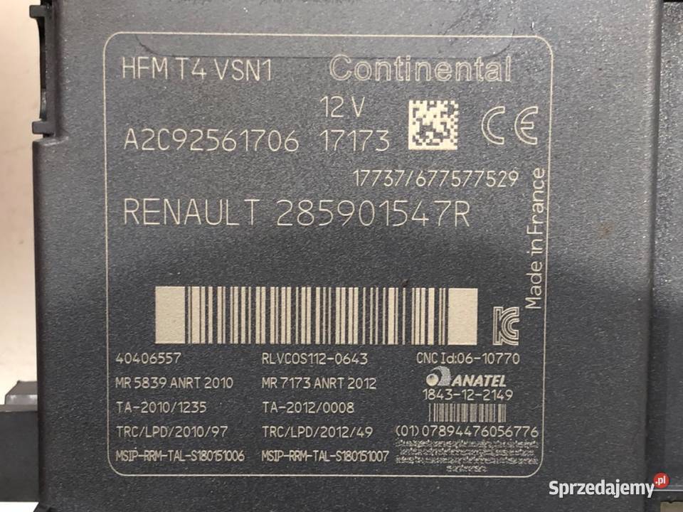 STACYJKA RENAULT CLIO IV 285901547R 09 90 podkarpackie