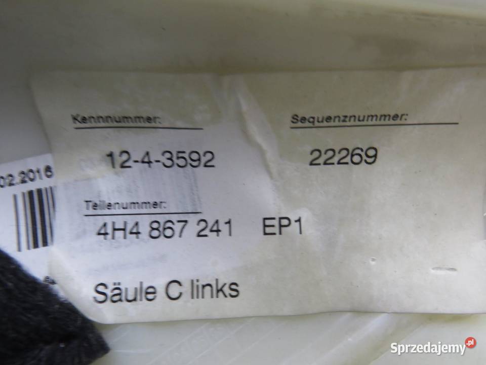 OSŁONA SŁUPKA LEWY TYŁ AUDI A8 D4 4H4867241 sprzedam