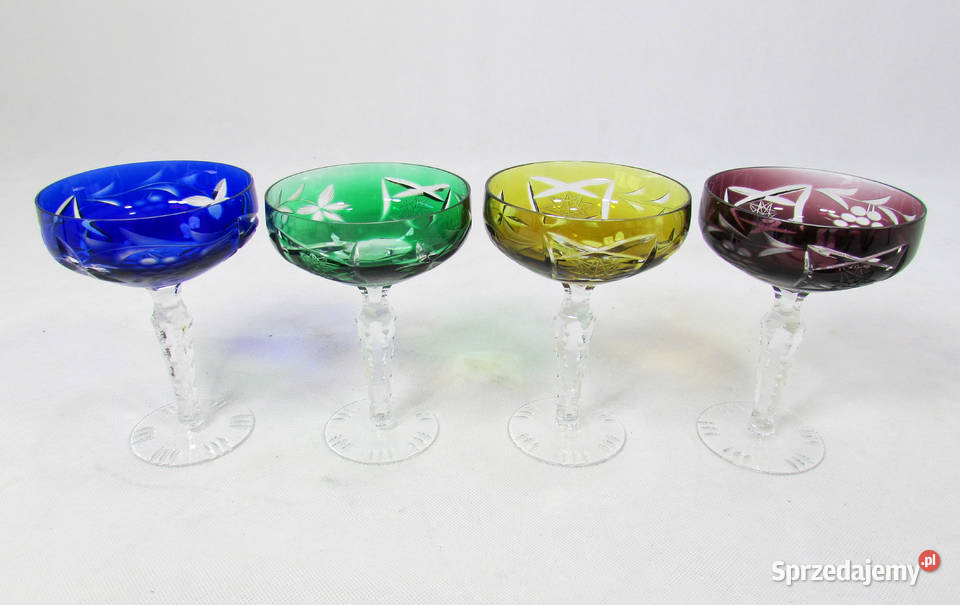 Komplet kieliszków Huta Józefina Polska lata 30 Porcelana i szkło Zielona Góra